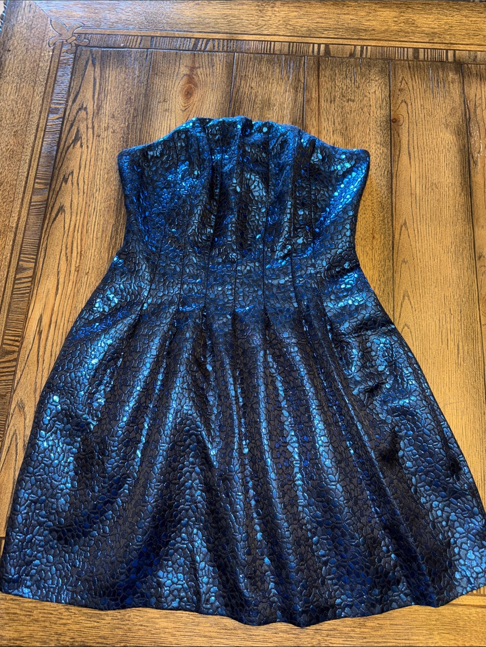 Romeo & Juliet Couture Strapless Iridescent Navy Blue Party Dress